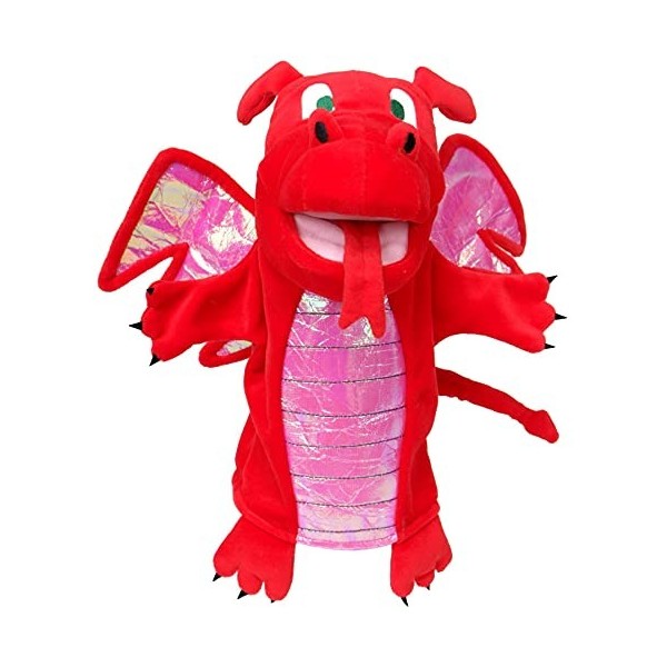 Fiesta Crafts Red Dragon Hand Puppet Toy for Kids - Soft Hand Educational Plush Animal Puppet Toddler Toy for Development of 