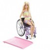Barbie Poupée Mannequin Fashionistas et Son fauteuil roulant et rampe, Blonde, Combinaison arc-en-ciel, vêtements et accessoi