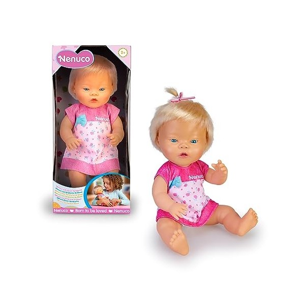 Nenuco - avec Syndrome de Down, Ligne diversité Fonctionnelle et Inclusion, poupée bébé Blonde, Mesure 35cm de Corps Dur, Cad