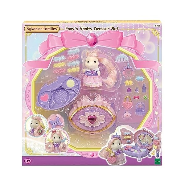 SYLVANIAN FAMILIES - La coiffeuse de la fille Poney - 5704 - Figurines Prêt à Jouer - Mini Poupées Multicolore