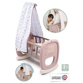 Smoby - Baby Nurse - Bercelonnette - pour Poupons et Poupées - Lit avec Système de Bascule - Tissu Lavable - 220373 Beige
