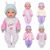 ebuddy Lot de 7 vêtements pour poupée comprenant un body chapeau et un manteau pour poupée de bébé de 43 cm