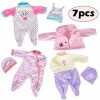 ebuddy Lot de 7 vêtements pour poupée comprenant un body chapeau et un manteau pour poupée de bébé de 43 cm