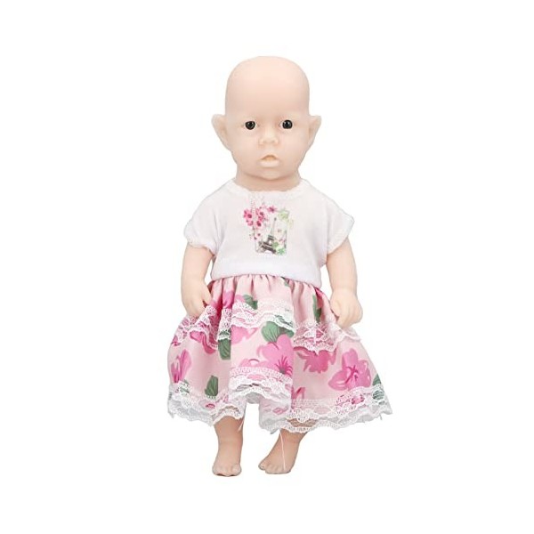 6 Pouces Reborn Bébé Poupée Réaliste Bébé Poupée Réaliste Silicone Complet Garçon avec Robe Blanche Rose Poupée Nouveau-né po