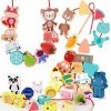 Toyssa 57 Pièces Billes de Laçage Perles en Bois Perles de Animaux Jouet Billes de Laçage pour Enfants Jouet Montessori Jouet