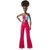 Barbie Poupée Mannequin Looks, cheveux en chignon, noirs bouclés, tenue color block avec crop-top, style et pose, à collectio