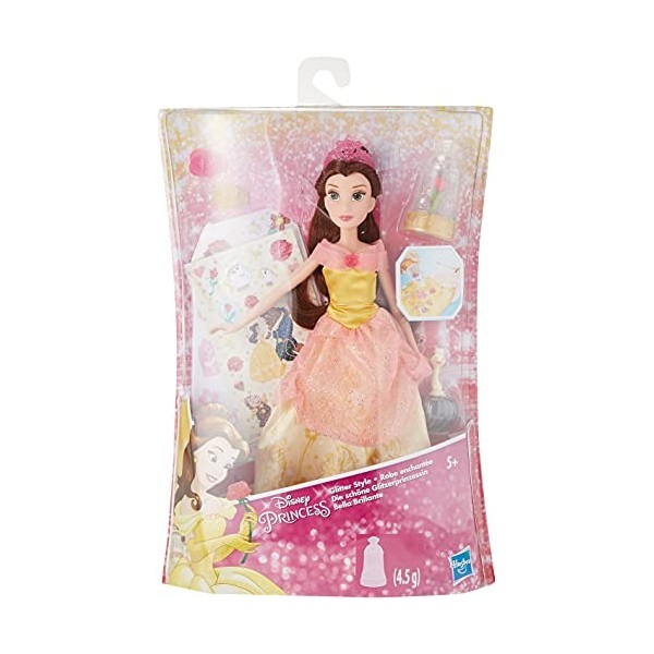 Poupées Disney Princesses La Belle et La Bête - Belle Robe Enchantée et Paillettes