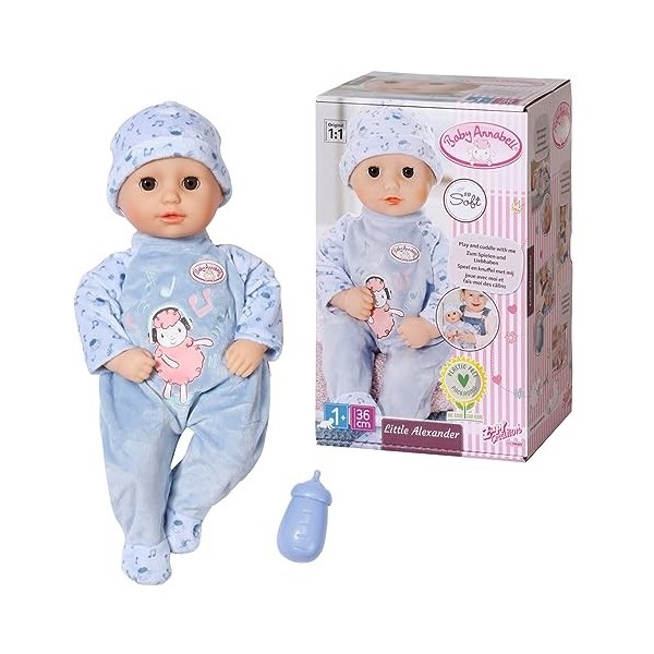 Baby Annabell Little Alexander 36cm Soft Bodied Doll with Bottle for Pretend Feeding - Suitable for Children Aged 1+ Years - 