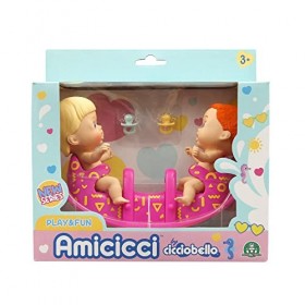 CICCIOBELLO Amicicci, Coffret Double Balançoire, avec 2 Bébés garçon et Fille , et Accessoires, Jouet pour Enfants dès 3 Ans