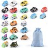 Herefun 24 Pièces Pull Back Voiture Jouets Véhicules à Friction, Mini Voiture Moulée sous Pression avec Sac de Rangement, Enf