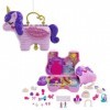 Polly Pocket Lot Coffret Licorne en Fête GVL88 + Mini-Univers Coffret Anniversaire Chiot HKV30 , Figurines Polly Et Lila, 