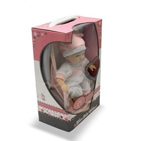 Tachan 781T00436 Poupée avec Corps Souple de 30 cm dans Une nacelle et Un Sac de bébé Rose Qui émet 12 Sons différents