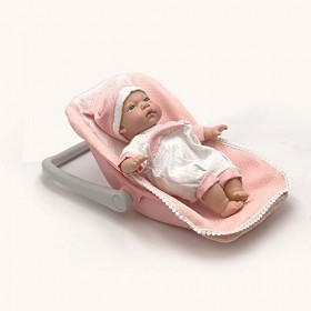Tachan 781T00436 Poupée avec Corps Souple de 30 cm dans Une nacelle et Un Sac de bébé Rose Qui émet 12 Sons différents