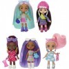 Barbie Coffret Poupées Mannequins avec 5 Mini Extra Au Style Unique, Taille 8,3 Cm Chacune, avec Socle Et Accessoires, Jouet 