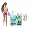 Barbie Plongeuse Coffret avec poupée Brune et Laboratoire Mobile, avec Plus de 10 Accessoires et casier Qui s’ouvre pour Rang