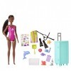 Barbie Plongeuse Coffret avec poupée Brune et Laboratoire Mobile, avec Plus de 10 Accessoires et casier Qui s’ouvre pour Rang
