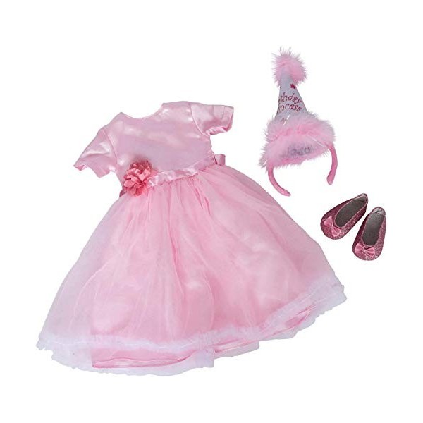 The New York Doll Collection Complète Tenue danniversaire pour poupées Fille Mode Comprend - Robe en Organza - Ceinture - Ch