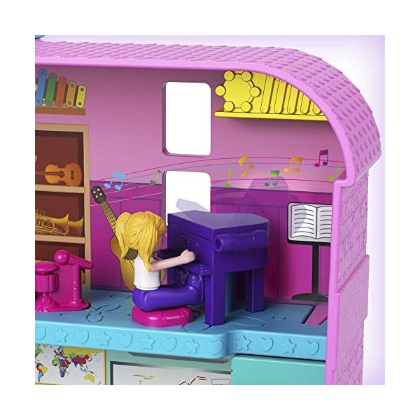 Polly Pocket Pollyville coffret École avec mini-figurines Polly et Shani, plusieurs espaces de jeu et accessoires inclus, jou