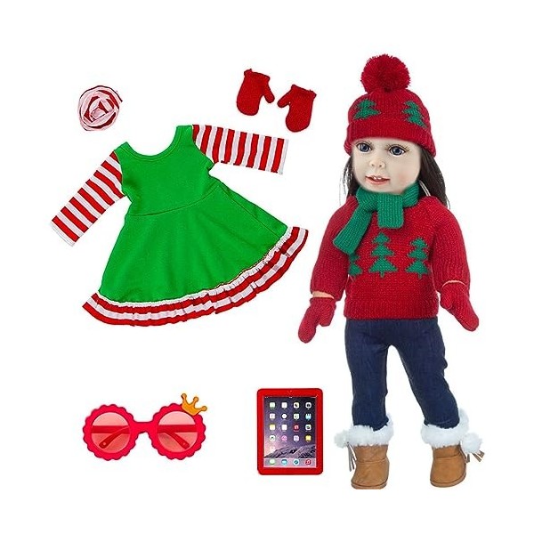 KONIEEJN Poupées Ensemble de Vêtements de Noël pour Poupées Filles Poupées Mode Costume de Vacances Poupées Tenue de Fête et 