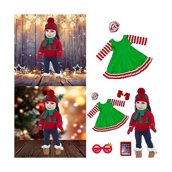 KONIEEJN Poupées Ensemble de Vêtements de Noël pour Poupées Filles Poupées Mode Costume de Vacances Poupées Tenue de Fête et 