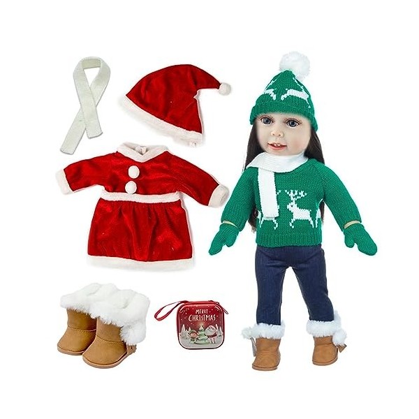 KONIEEJN Pull de poupée tendance avec motif de Noël pour poupées de 45,7 cm avec accessoires de poupée, jouet pour enfants, f