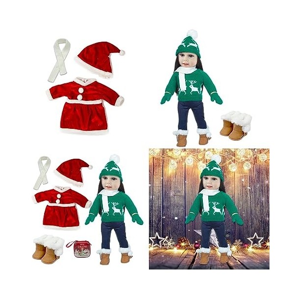 KONIEEJN Pull de poupée tendance avec motif de Noël pour poupées de 45,7 cm avec accessoires de poupée, jouet pour enfants, f