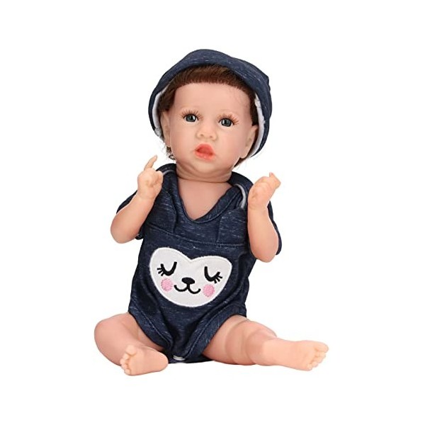 Dilwe Poupée Bébé Rebirth en Silicone, Bouteille de Sucette de Poupée Nouveau-né Réaliste avec des Vêtements pour Bébé de Plu