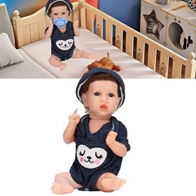 Dilwe Poupée Bébé Rebirth en Silicone, Bouteille de Sucette de Poupée Nouveau-né Réaliste avec des Vêtements pour Bébé de Plu