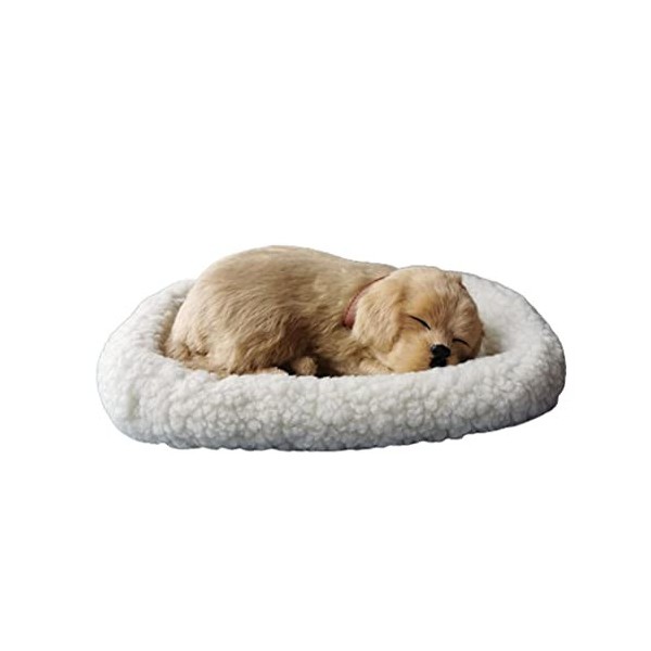 HOHXFYP Chat Endormi sur Un Coussin, Jouet en Peluche pour Chat/Chien avec Tapis, Chat Respirant À Piles sur Coussin, Poupée 