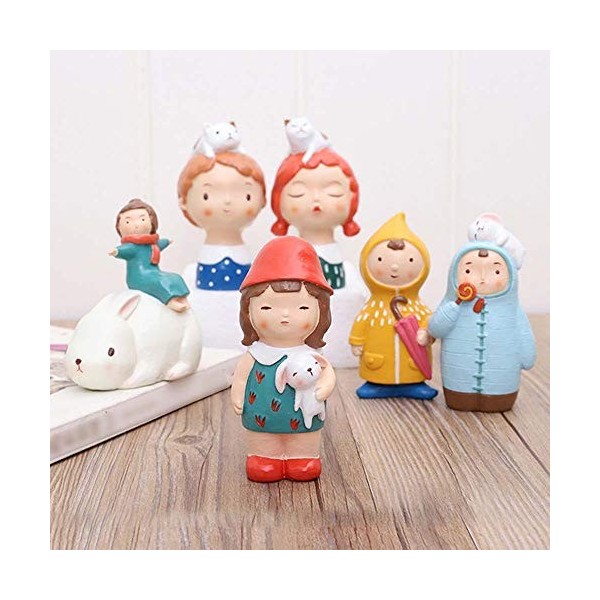 JIA JIA Lapin et Lapin Doll pour Enfants et Fille Poupée Jouet Mignon Résine Artisanat Bureau Décoration Simulation gâteau An