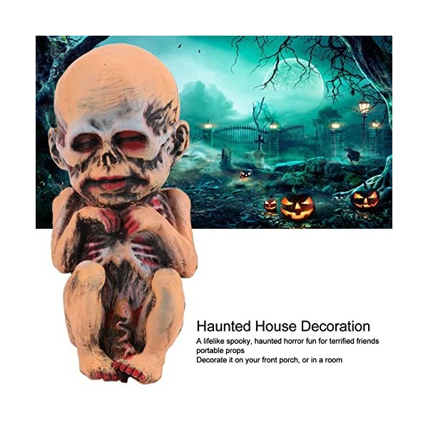 décoration de thème de fête dhorreur de 11.Poupée hantée dHalloween,8 pouces, accessoires effrayants, poupée cadavre, maiso