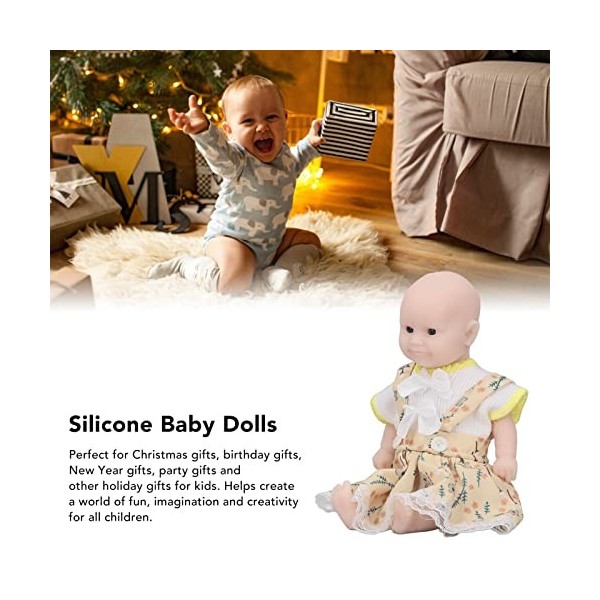 Baby Doll Lifelike Cruelty-Free No Hair Portable Soft Newborn Home Poupées en Silicone pour 3 Ans et Plus