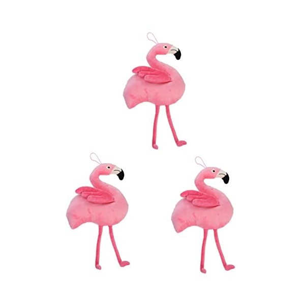 Abaodam 3 Pièces Poupée en Peluche Oreillers Doux Jouets Peluche Flamant Rose Jouet De Dessin Animé en Peluche Panier Rose Pe