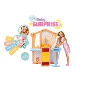 Simba - Steffi Love Bébé Surprise - Enceinte - Poupée Mannequin 29cm - Ventre Amovible - Bébé 5cm - Chambre + Accessoires - 1