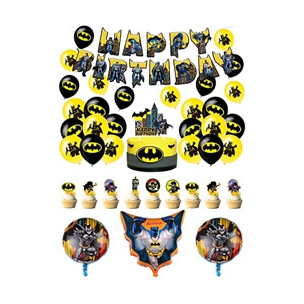 Deco Anniversaire Batman Anniversaire Décorations Batman Ballons Anniversaire Batman Décorations Gâteaux Batman Bannière Anni