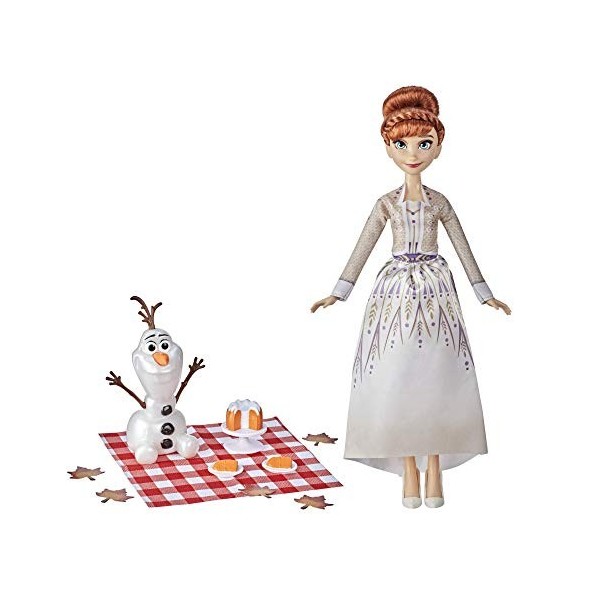 Disney La Reine des Neiges 2 - Le Pique-Nique automnal dAnna et Olaf - Poupée Anna et Figurine Olaf