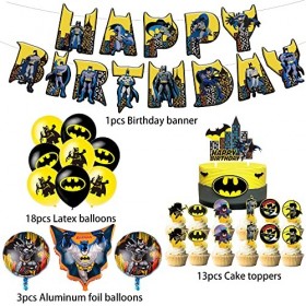 Deco Anniversaire Batman Anniversaire Décorations Batman Ballons Anniversaire Batman Décorations Gâteaux Batman Bannière Anni
