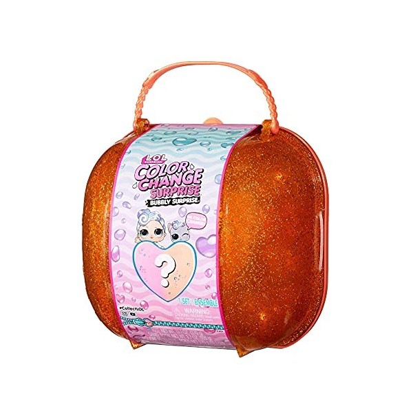 L.O.L. Surprise!- LOL Colour Bubbly Exclusive & 1 Animal, Nombreuses Surprises, Changement de Couleur dans leau Glacée-Orang