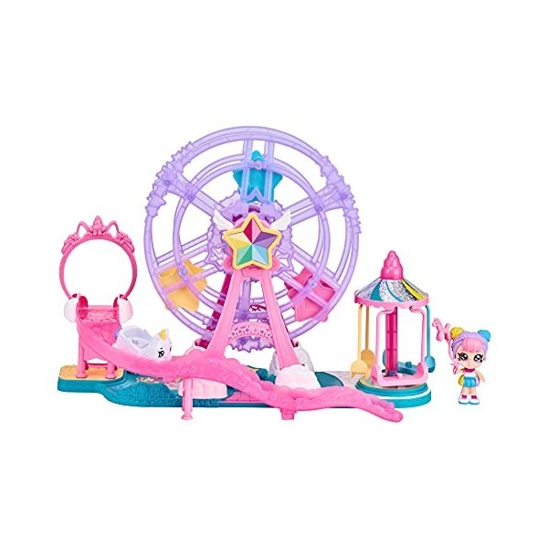 Kindi Kids Minis Collectable Ferris Wheel Carnival Playset and Rainbow Kate Posable Bobble Head Figurine