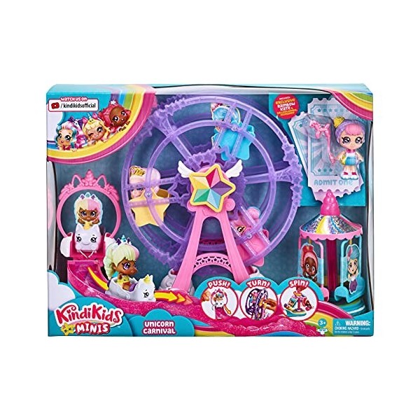 Kindi Kids Minis Collectable Ferris Wheel Carnival Playset and Rainbow Kate Posable Bobble Head Figurine