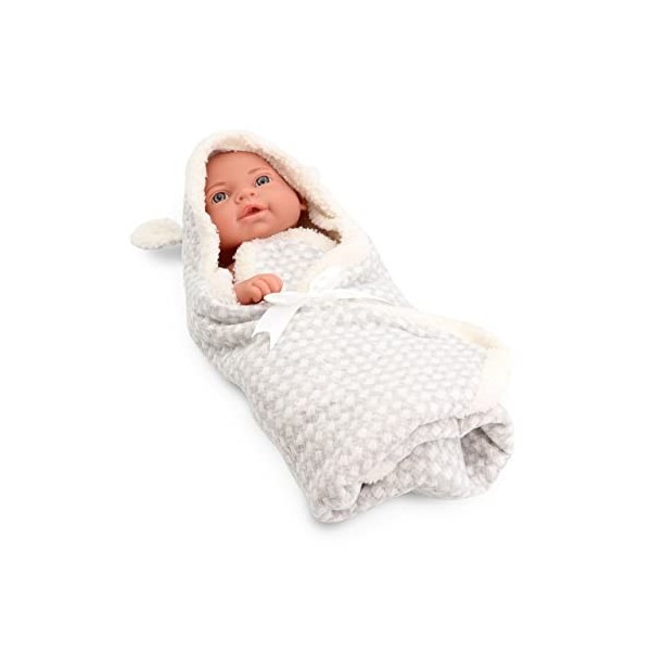 Tachan - Poupée bébé de 40 cm, avec Couche de Nous, Gris, Physique réaliste, extrémités articulées CPA Toy Group Trading S.L