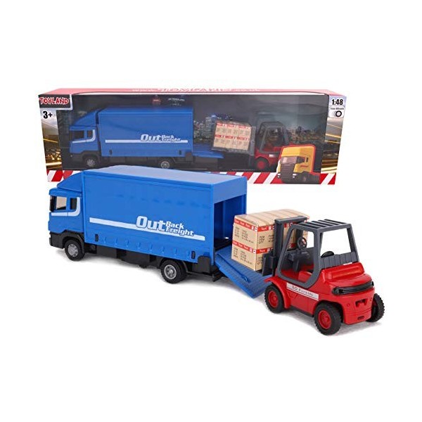 Toyland® Load and Go Vehicle Set - Camion de Marchandises Scania avec Chariot élévateur et Palette - Jouets pour véhicules de