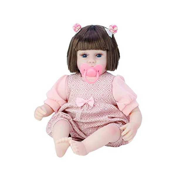 Poupées Reborn,Creative Reborn Baby Doll Set 42cm Poupée bébé Fille réaliste avec Sucette et Pince à Cheveux - Ensemble de po