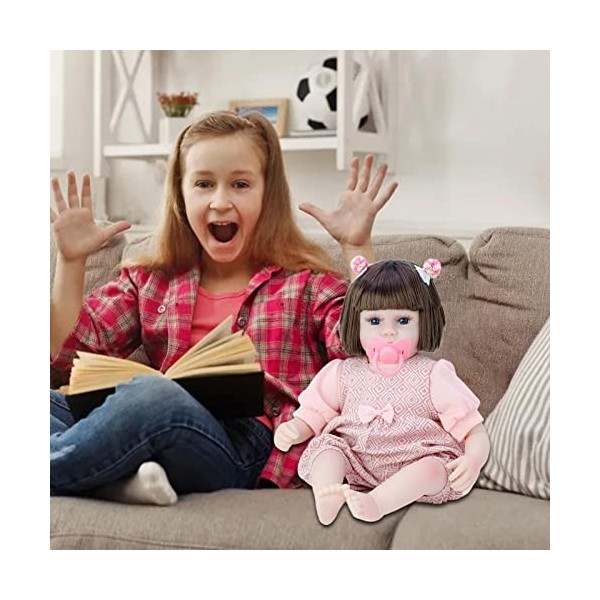 Poupées Reborn,Creative Reborn Baby Doll Set 42cm Poupée bébé Fille réaliste avec Sucette et Pince à Cheveux - Ensemble de po