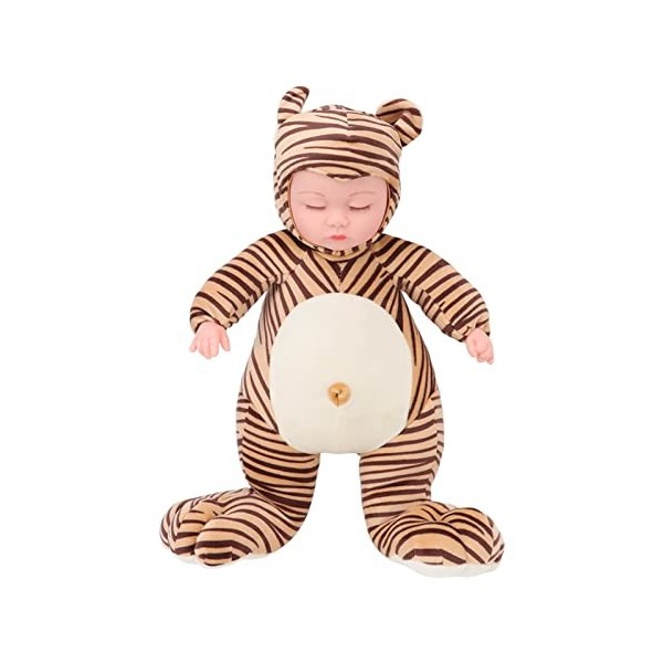 Baby Doll,40cm Mignon Vinyle Souple Toddler Doll Toy, Simulation Tigre en Forme de Poupée Baby Doll, Baby Doll Réaliste avec 