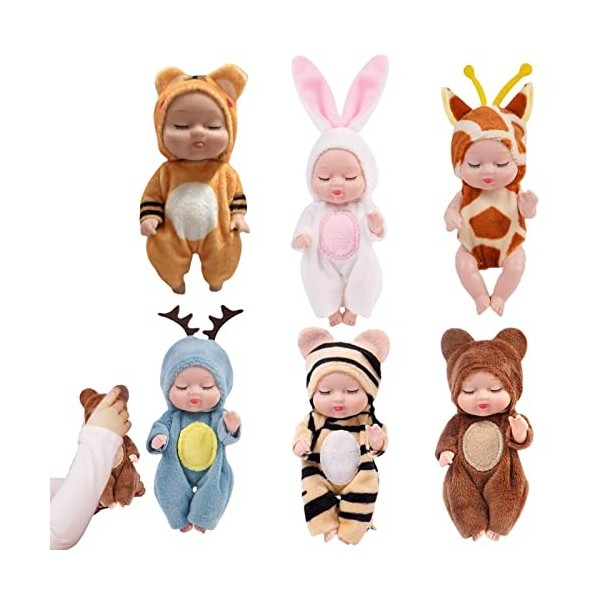Honeyboy 2 Pcs Poupée Reborn | Reborn Baby Doll Nouveau-né Fille Poupées 6pcs / Set | Mignon Simulation Réaliste 4.33 en Doux