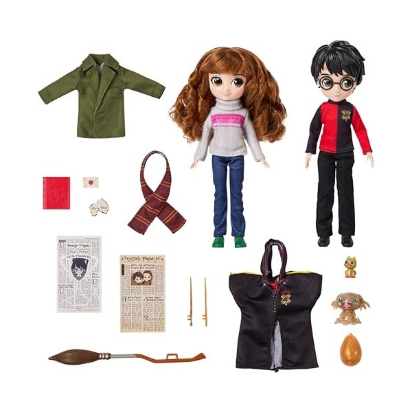 WIZARDING WORLD HARRY POTTER - COFFRET DELUXE POUPÉES 20 CM HARRY & HERMIONE - Poupées figurines Articulées Hermione Et Ginny