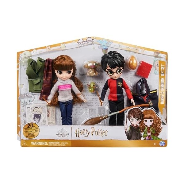 WIZARDING WORLD HARRY POTTER - COFFRET DELUXE POUPÉES 20 CM HARRY & HERMIONE - Poupées figurines Articulées Hermione Et Ginny