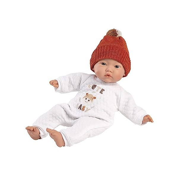 Llorens 1063304 Poupée Mignonne aux Yeux Bleus et Corps Doux avec grenouillère, Bonnet et tétine 32 cm