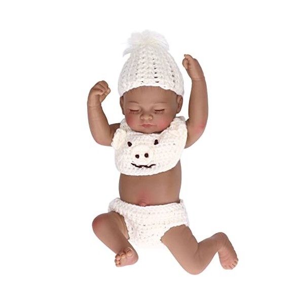 LiebeWH 10 Pouces Poupée Nouveau-né en Silicone Souple Poupée Bébé Nouveau-né Garçon avec Beaux Vêtements pour 3 Ans + Blanc